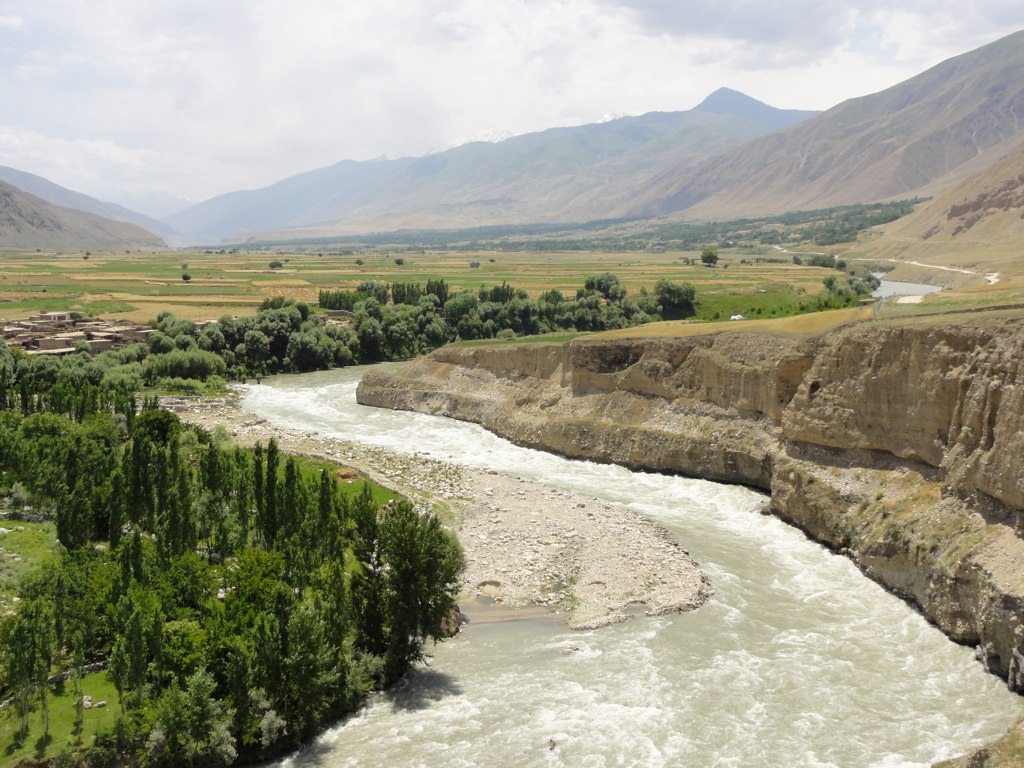 The Kokcha River winding through Badakhshan Province, Afghanistan